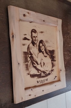 Gravure avec cadre en laurier effet naturel